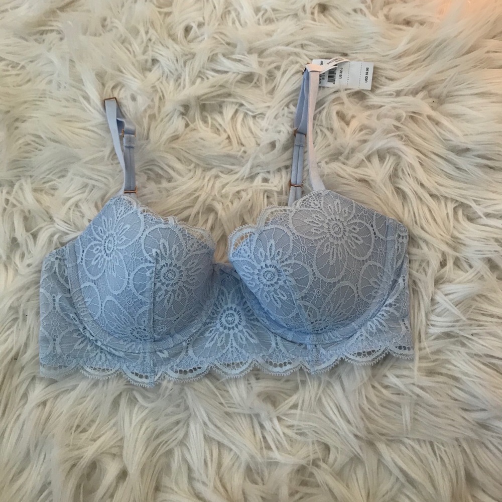 Blue lace bra